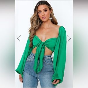 Hello Molly Green Tie Top